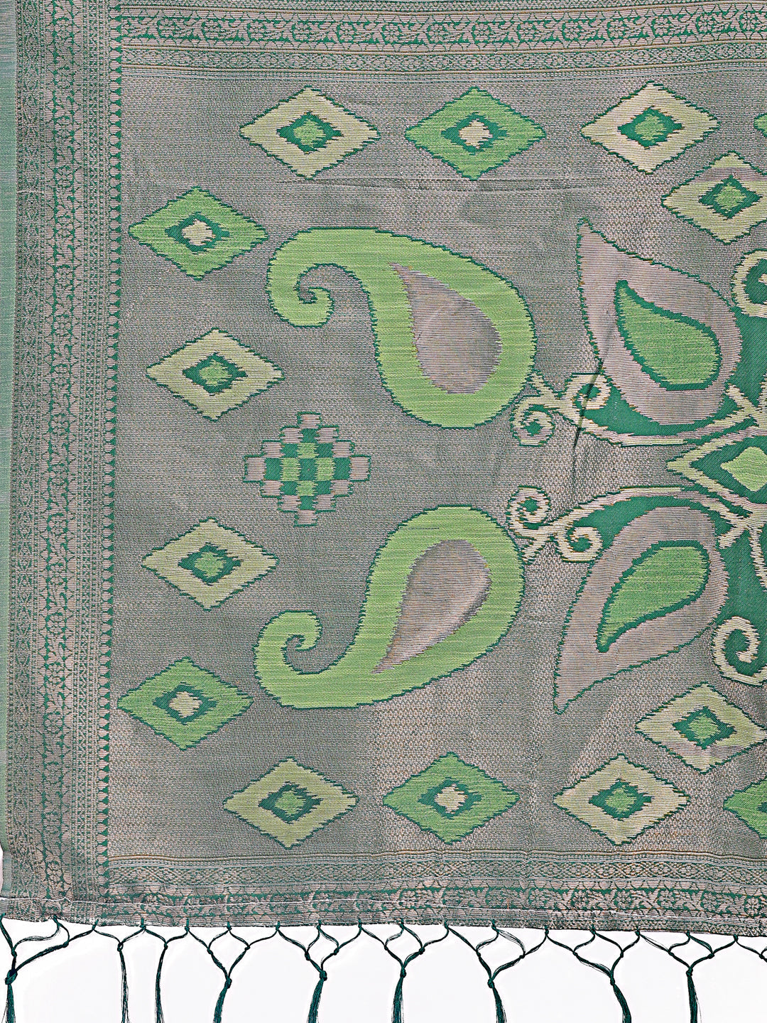 Shree Shyam Fashion Stylish Light Green Linen Cotton Saree with Woven Design - Lightweight Elegance for Everyday Grace | Grocsy