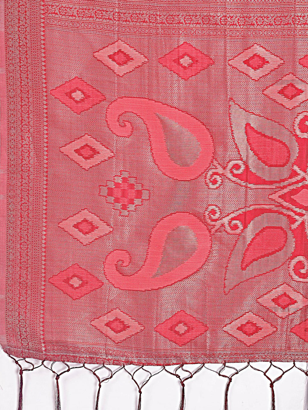 Shree Shyam Fashion Stylish Peach Linen Cotton Saree with Woven Design - Lightweight Elegance for Everyday Grace | Grocsy