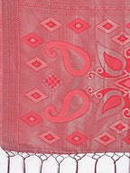 Shree Shyam Fashion Stylish Peach Linen Cotton Saree with Woven Design - Lightweight Elegance for Everyday Grace | Grocsy