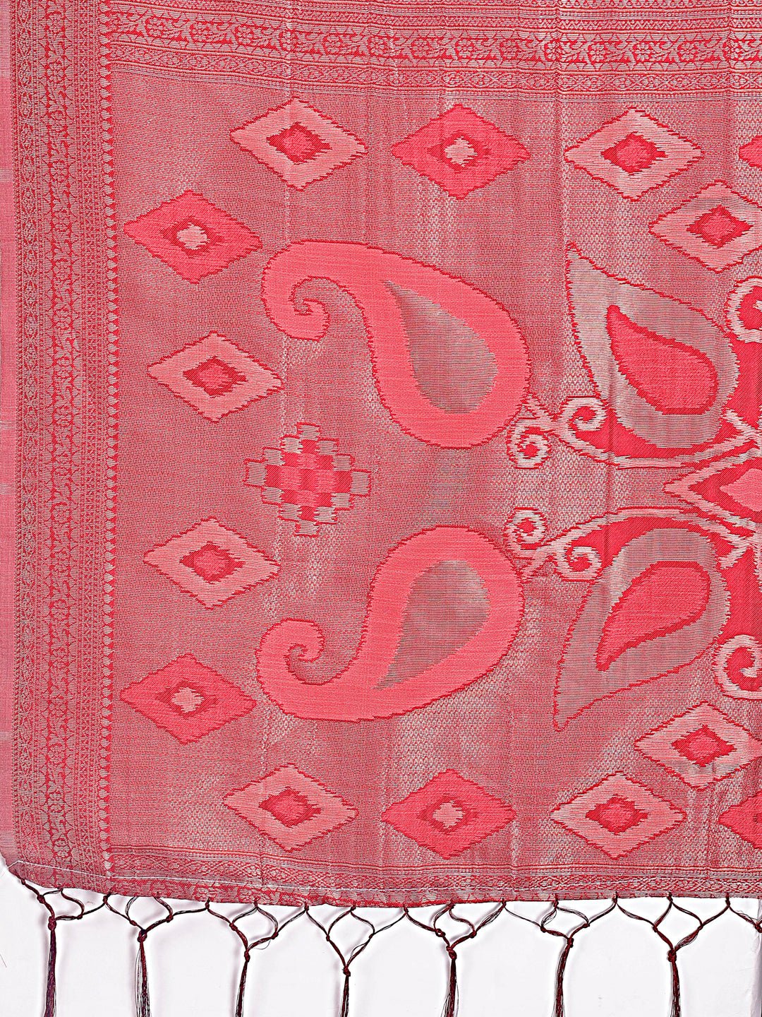 Shree Shyam Fashion Stylish Peach Linen Cotton Saree with Woven Design - Lightweight Elegance for Everyday Grace | Grocsy