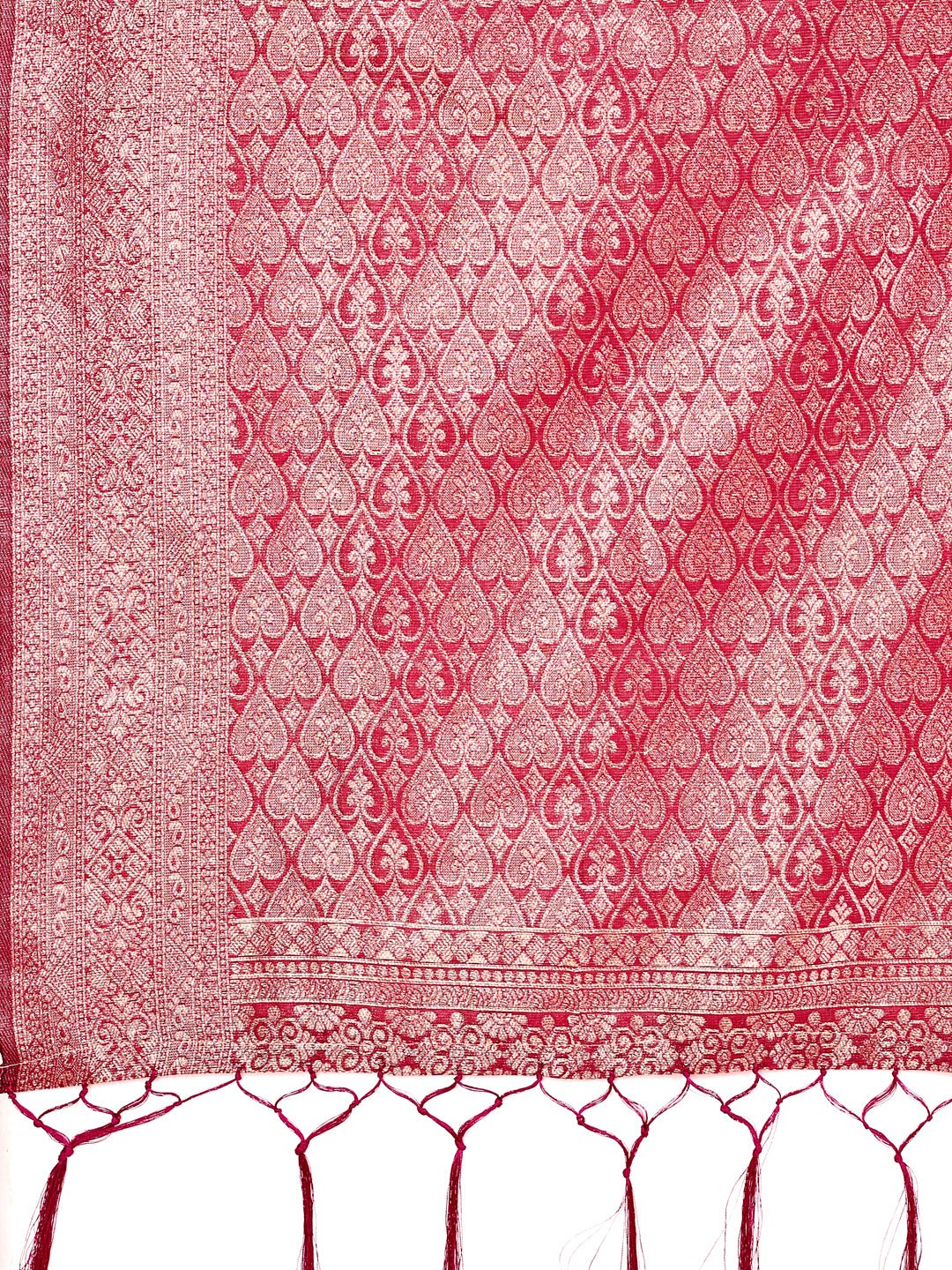 Shree Shyam Fashion Graceful Pink Lichi Silk Saree with Contrast Blue Woven Border & Floral Zari Design - Wedding & Festive Wear | Grocsy