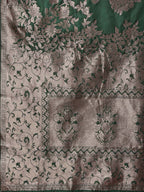 Shree Shyam Fashion Emerald Green Banarasi Silk Saree with Zari Floral Work - Elegance Woven in Every Thread | Grocsy