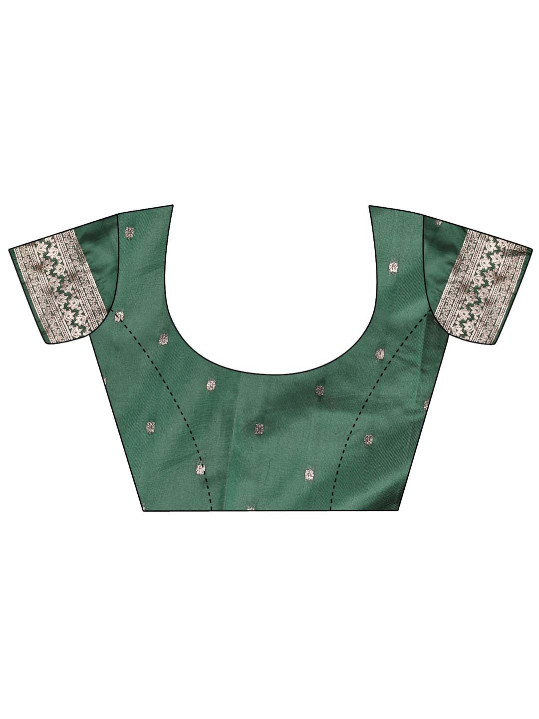 Shree Shyam Fashion Emerald Green Banarasi Silk Saree with Zari Floral Work - Elegance Woven in Every Thread | Grocsy