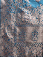 Shree Shyam Fashion Emerald Teal Green Banarasi Silk Saree with Zari Floral Work - Elegance Woven in Every Thread | Grocsy