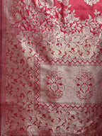 Shree Shyam Fashion Emerald Maroon Banarasi Silk Saree with Zari Floral Work - Elegance Woven in Every Thread | Grocsy