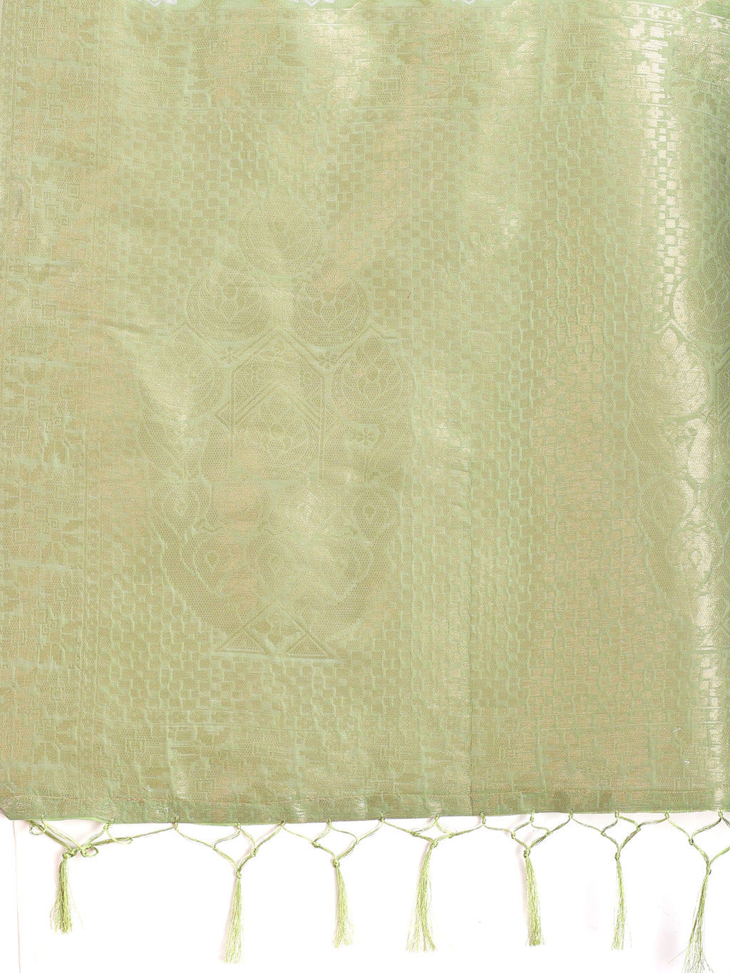 Shree Shyam Fashion Light Green Cotton Woven Zari Work Traditional Tassel Saree | Grocsy