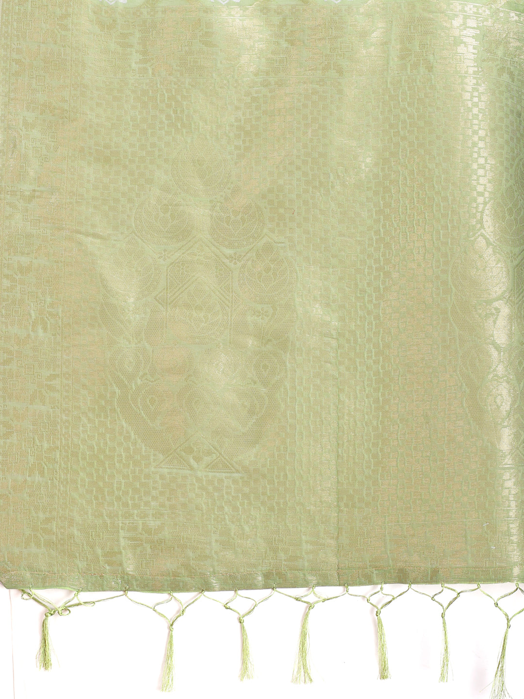 Shree Shyam Fashion Light Green Cotton Woven Zari Work Traditional Tassel Saree | Grocsy