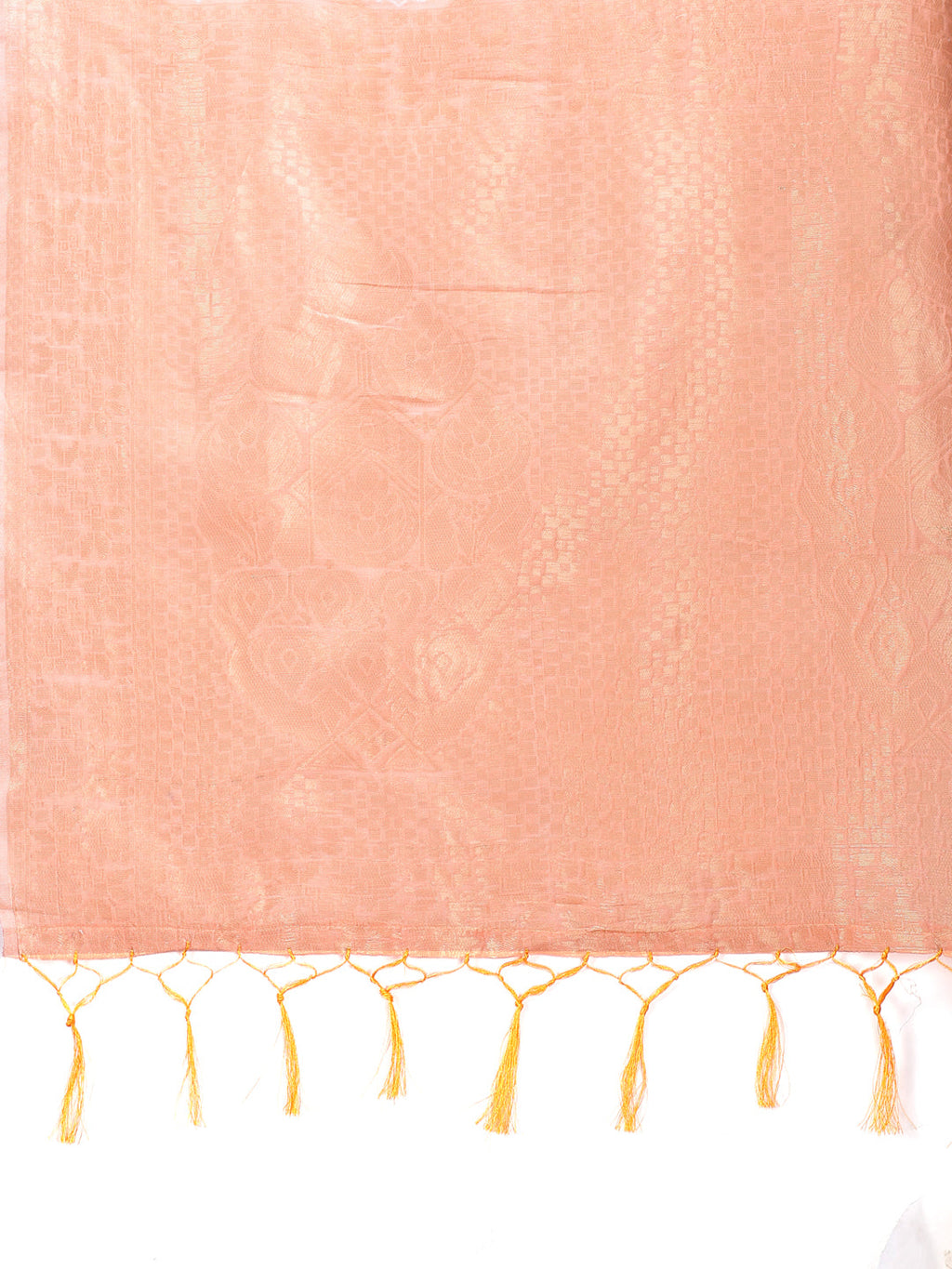 Shree Shyam Fashion Orange Cotton Woven Zari Work Traditional Tassel Saree | Grocsy