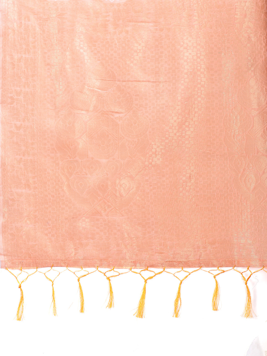 Shree Shyam Fashion Orange Cotton Woven Zari Work Traditional Tassel Saree | Grocsy