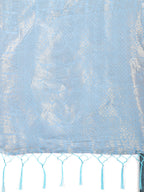 Shree Shyam Fashion Sky Blue Cotton Woven Zari Work Traditional Tassel Saree | Grocsy
