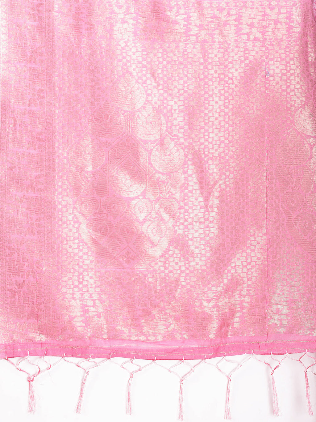 Shree Shyam Fashion Pink Cotton Woven Zari Work Traditional Tassel Saree | Grocsy
