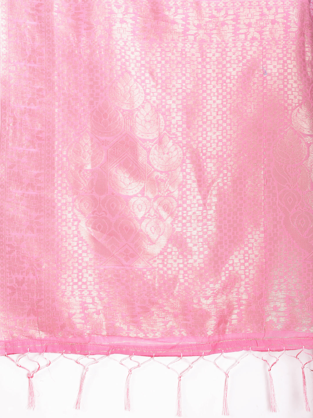 Shree Shyam Fashion Pink Cotton Woven Zari Work Traditional Tassel Saree | Grocsy