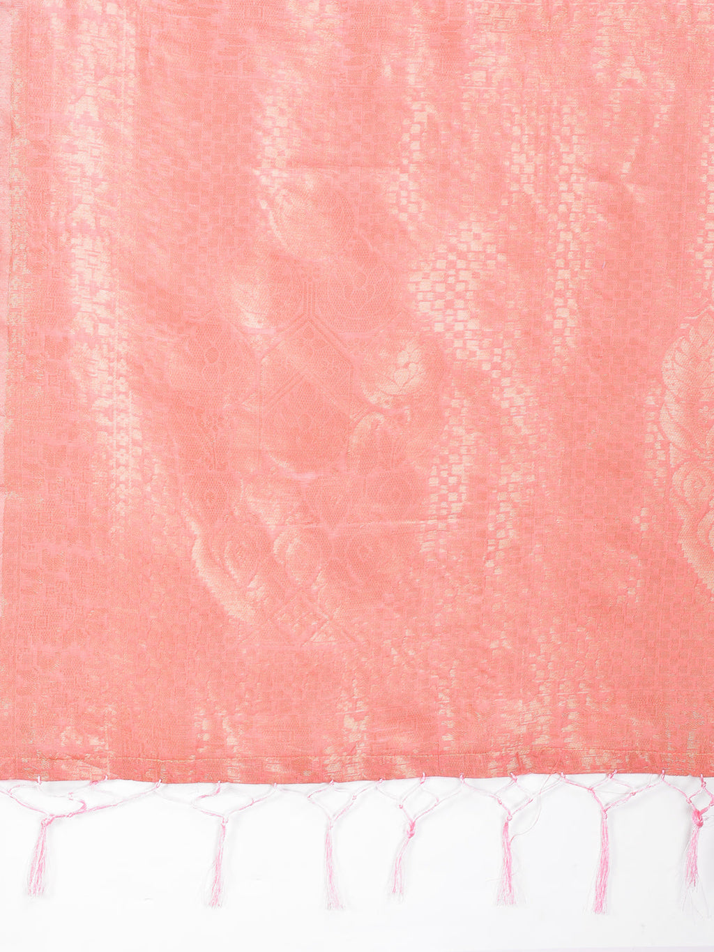 Shree Shyam Fashion Peach Cotton Woven Zari Work Traditional Tassel Saree | Grocsy