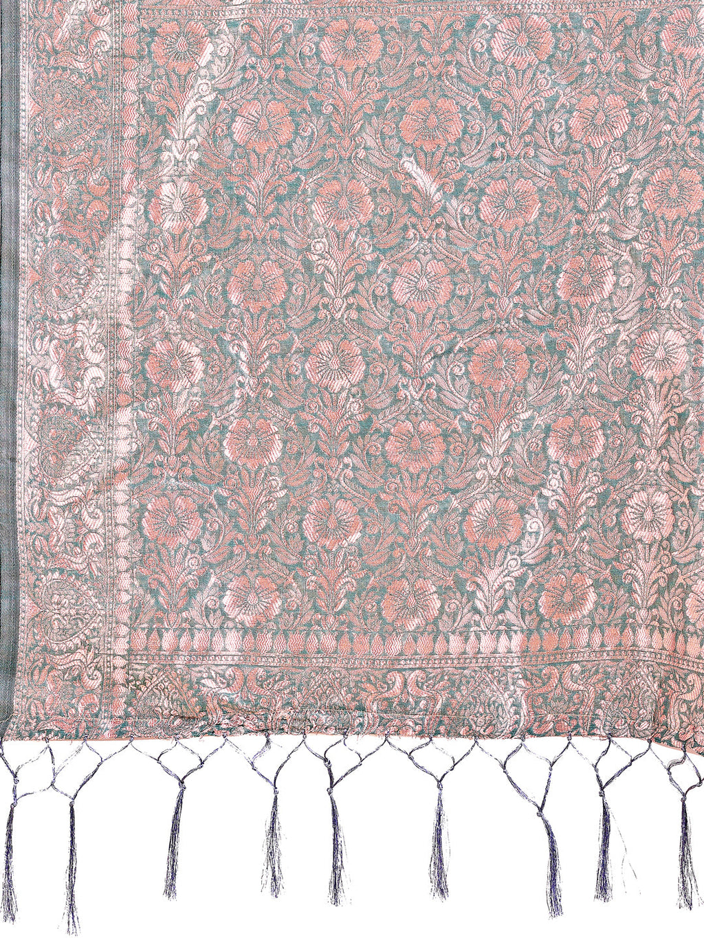 Shree Shyam Fashion Elegant Sea Green Linen Cotton Saree with Silver Zari Border & Geometric Weave - Daily,Office & Festive Wear | Grocsy