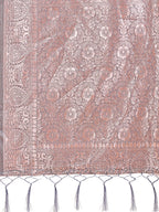 Shree Shyam Fashion Elegant Grey Linen Cotton Saree with Silver Zari Border & Geometric Weave - Daily,Office & Festive Wear | Grocsy