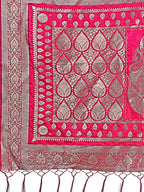 Shree Shyam Fashion Graceful Magenta Banarasi Silk Saree with Silver Zari - Perfect Ethnic Wear for Weddings & Festive Moments | Grocsy