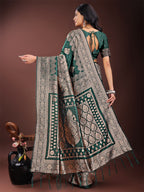 Shree Shyam Fashion Graceful Green Banarasi Silk Saree with Silver Zari - Perfect Ethnic Wear for Weddings & Festive Moments | Grocsy