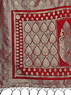 Shree Shyam Fashion Graceful Maroon Banarasi Silk Saree with Silver Zari - Perfect Ethnic Wear for Weddings & Festive Moments | Grocsy