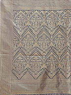 Shree Shyam Fashion Grey Banarasi silk Woven Zari Work Traditional Tassel Saree | Grocsy