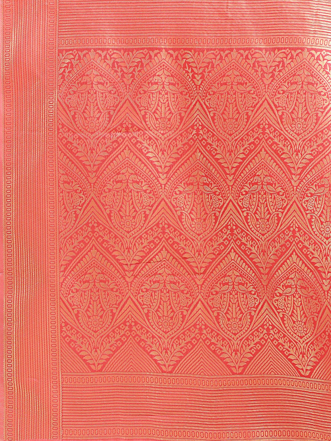 Shree Shyam Fashion Peach Banarasi silk Woven Zari Work Traditional Tassel Saree | Grocsy