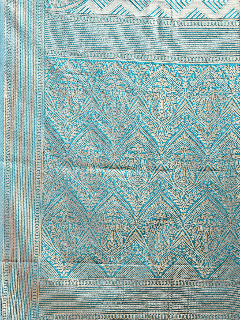 Shree Shyam Fashion Sea Green Banarasi silk Woven Zari Work Traditional Tassel Saree | Grocsy