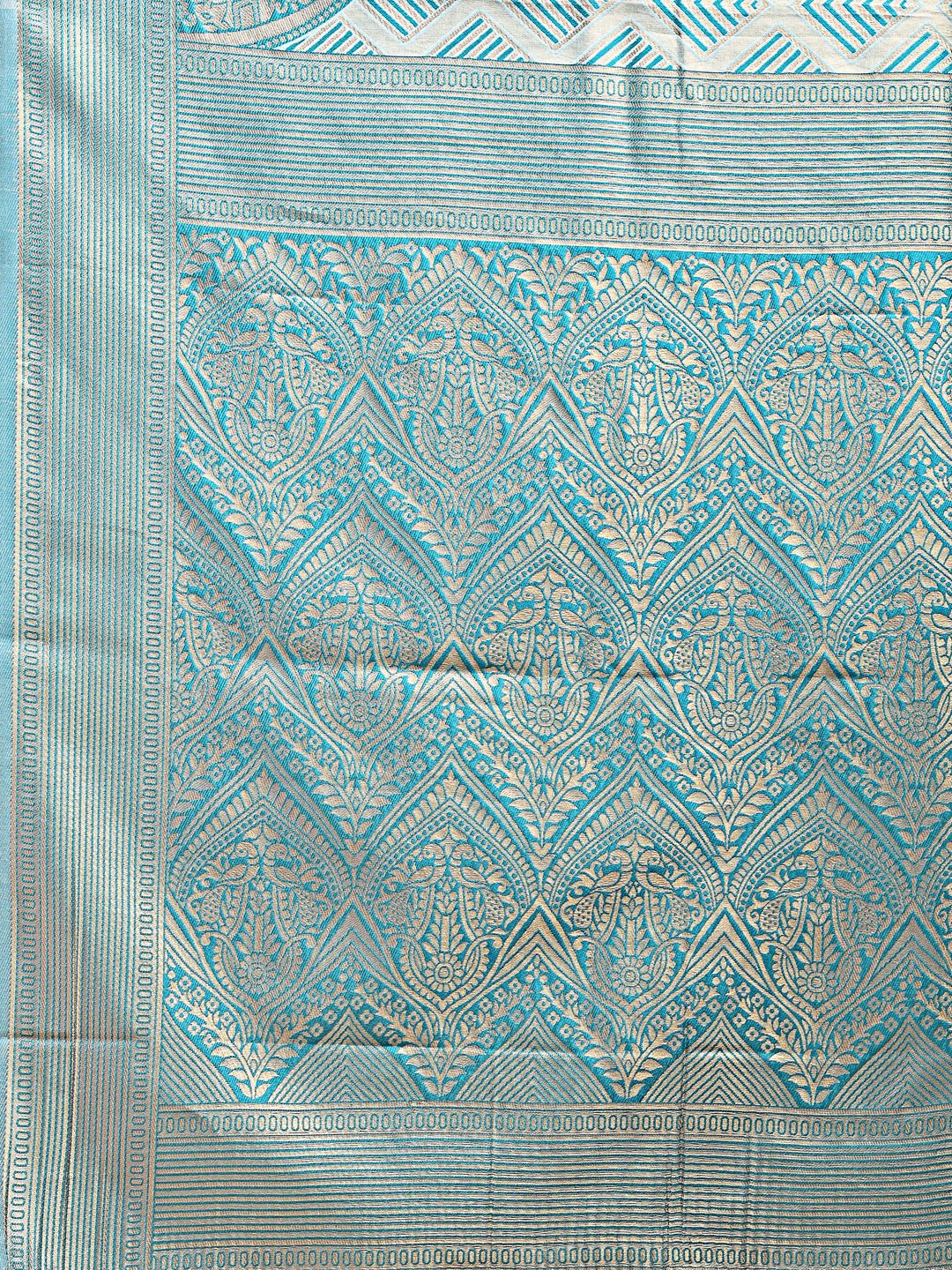 Shree Shyam Fashion Sea Green Banarasi silk Woven Zari Work Traditional Tassel Saree | Grocsy