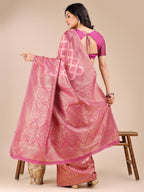 Shree Shyam Fashion Light Pink Banarasi silk Woven Zari Work Traditional Tassel Saree | Grocsy