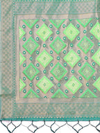 Shree Shyam Fashion Radiant Light Green Linen Cotton Patola Saree - Where Tradition Dances with Elegance | Grocsy