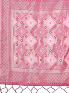 Shree Shyam Fashion Radiant Pink Linen Cotton Patola Saree - Where Tradition Dances with Elegance | Grocsy