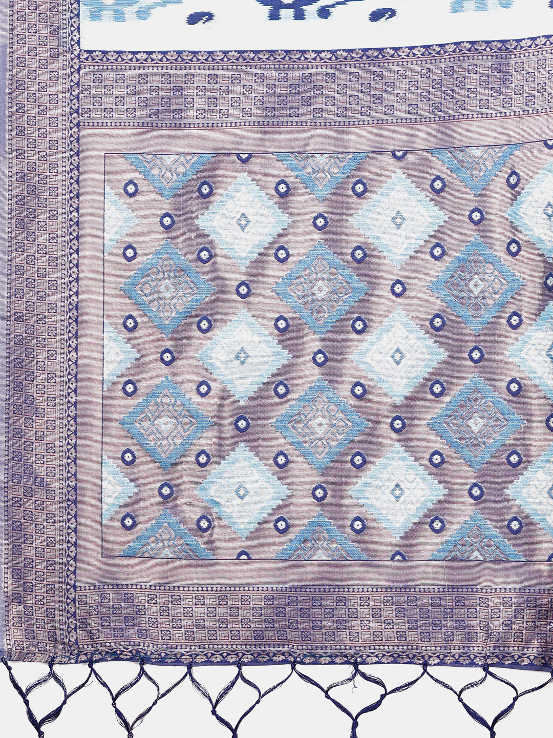 Shree Shyam Fashion Radiant Sky Blue Linen Cotton Patola Saree - Where Tradition Dances with Elegance | Grocsy