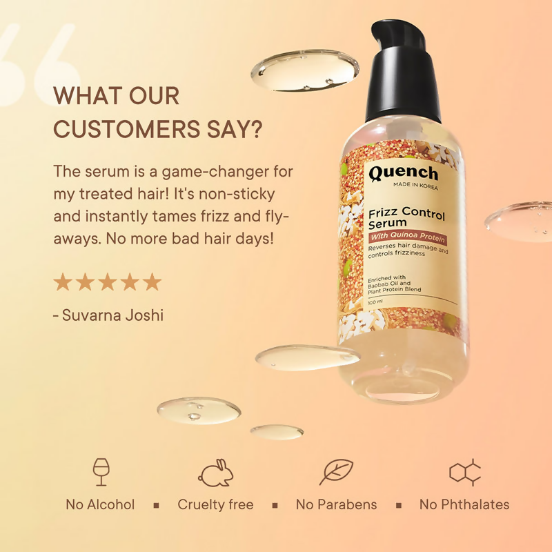 Quench Frizz Control Hair Serum with Quinoa & Ceramides | Grocsy