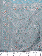 Shree Shyam Fashion Elegant Sea Green Linen Cotton Saree with Silver Zari - Perfect Blend of Comfort & Charm | Grocsy