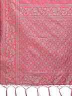Shree Shyam Fashion Elegant Peach Linen Cotton Saree with Silver Zari - Perfect Blend of Comfort & Charm | Grocsy