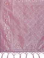 Shree Shyam Fashion Elegant Purple Linen Cotton Saree with Silver Zari - Perfect Blend of Comfort & Charm | Grocsy