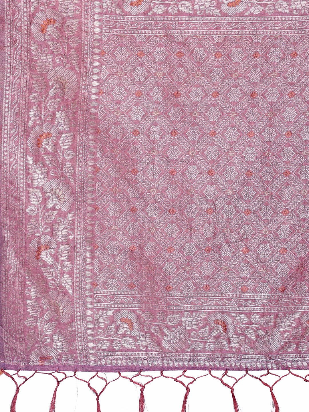 Shree Shyam Fashion Elegant Purple Linen Cotton Saree with Silver Zari - Perfect Blend of Comfort & Charm | Grocsy