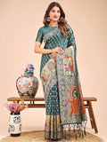 Shree Shyam Fashion Majestic Green Linen Cotton Saree with Royal Peacock Pallu - A Celebration of Heritage and Grace | Grocsy