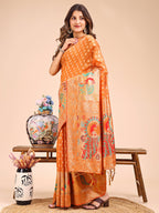 Shree Shyam Fashion Majestic Mustard Linen Cotton Saree with Royal Peacock Pallu - A Celebration of Heritage and Grace | Grocsy
