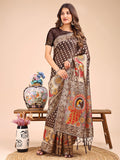 Shree Shyam Fashion Majestic Brown Linen Cotton Saree with Royal Peacock Pallu - A Celebration of Heritage and Grace | Grocsy