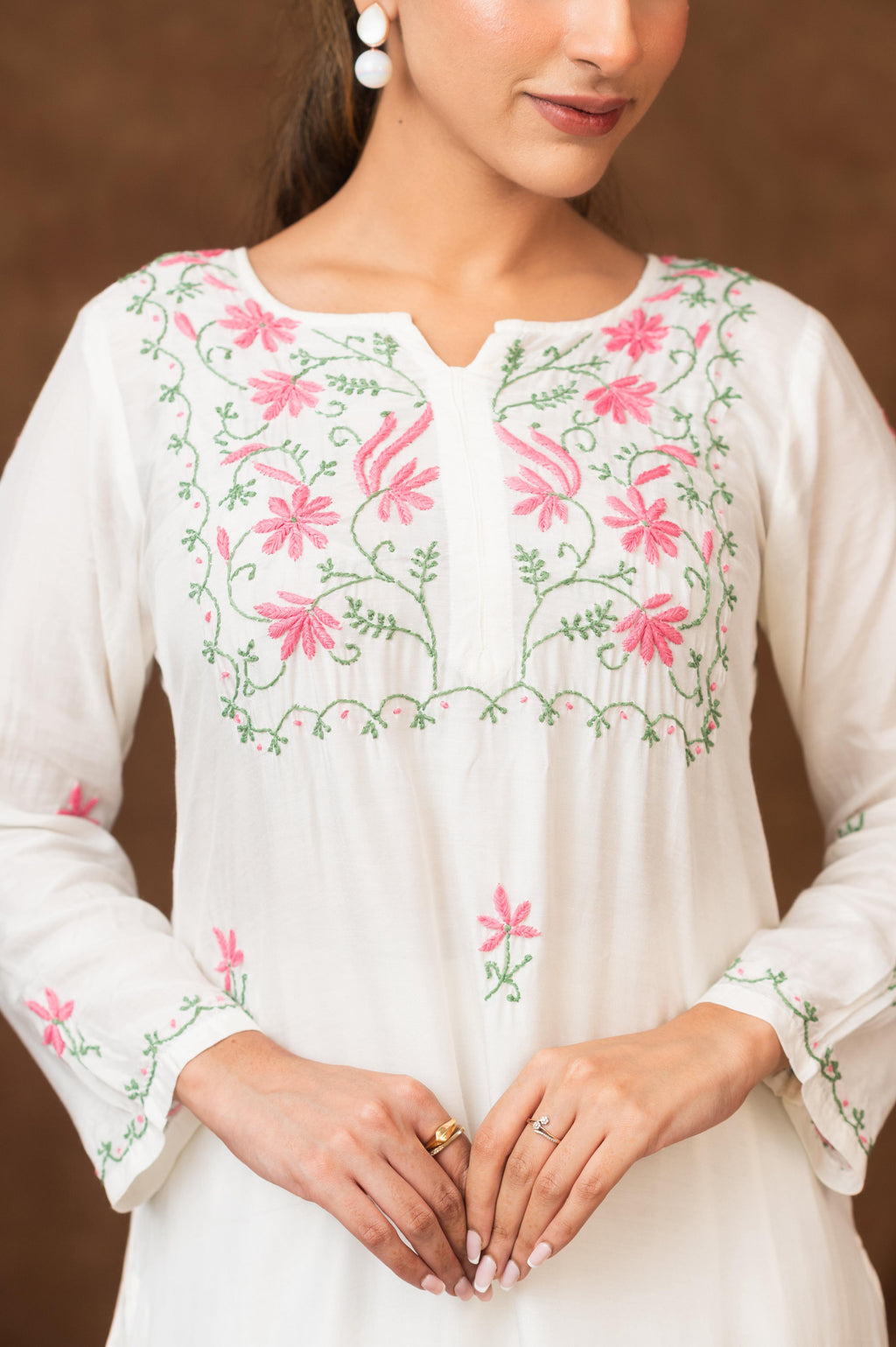 Gharana India Muslin A Line Kurta Set In Multi Colour Embroidery | Grocsy