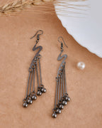 VOJ Women Rhodium-Plated Drop Chain Earrings Stainless Steel Drops & Danglers