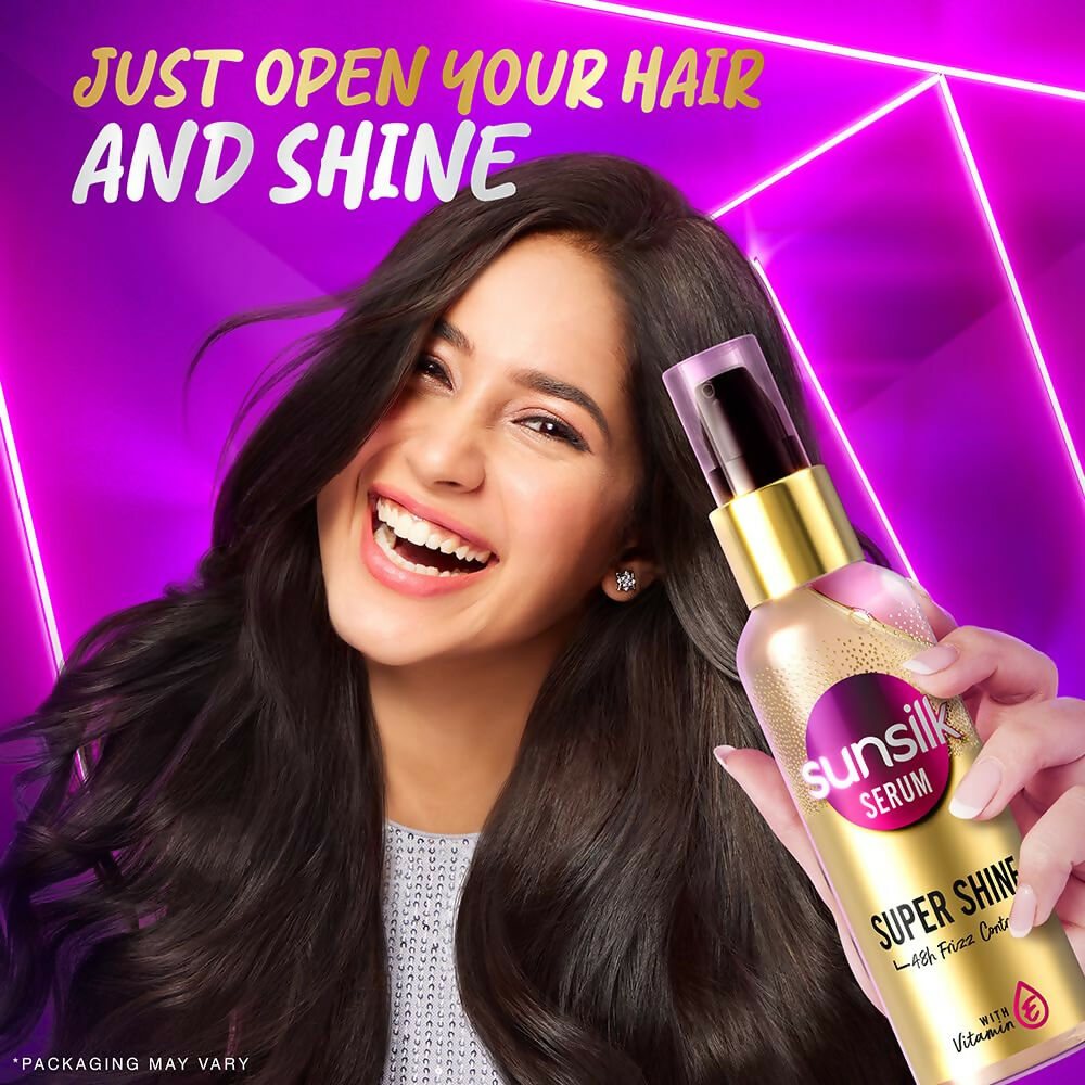Sunsilk Super Shine Hair Serum For Dry Frizzy Hair, Vitamin E Nourishment, 48 hour frizz free | Grocsy