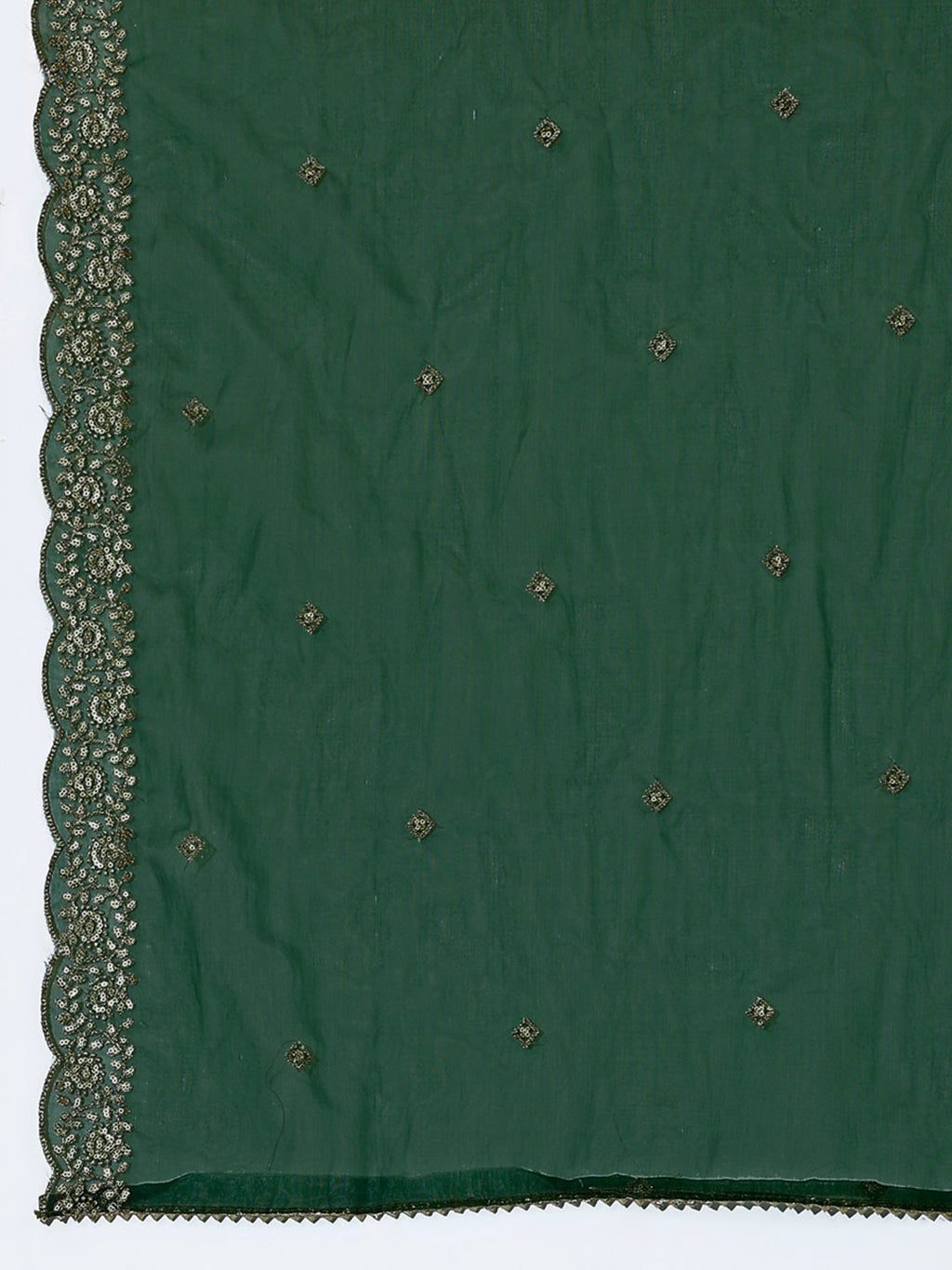 Hand Embroidered Kurta With Pant & Dupatta Premium Luxury, Green - Hiral Fashion | Grocsy