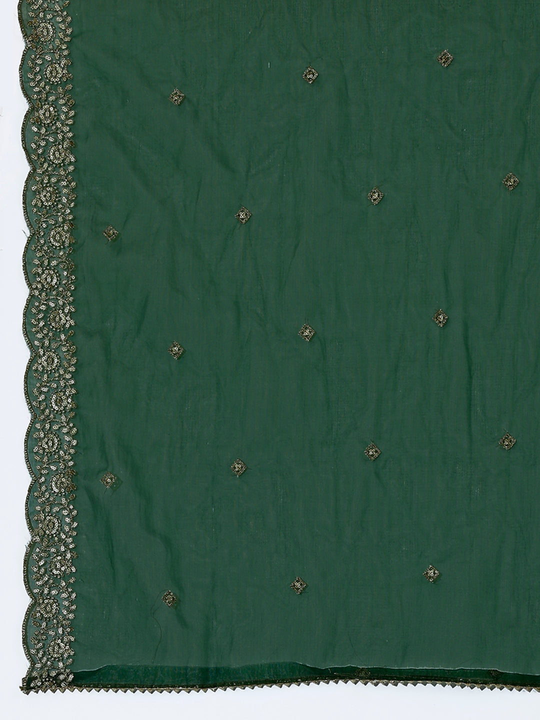Hand Embroidered Kurta With Pant & Dupatta Premium Luxury, Green - Hiral Fashion | Grocsy