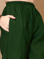 Hand Embroidered Kurta With Pant & Dupatta Premium Luxury, Green - Hiral Fashion | Grocsy