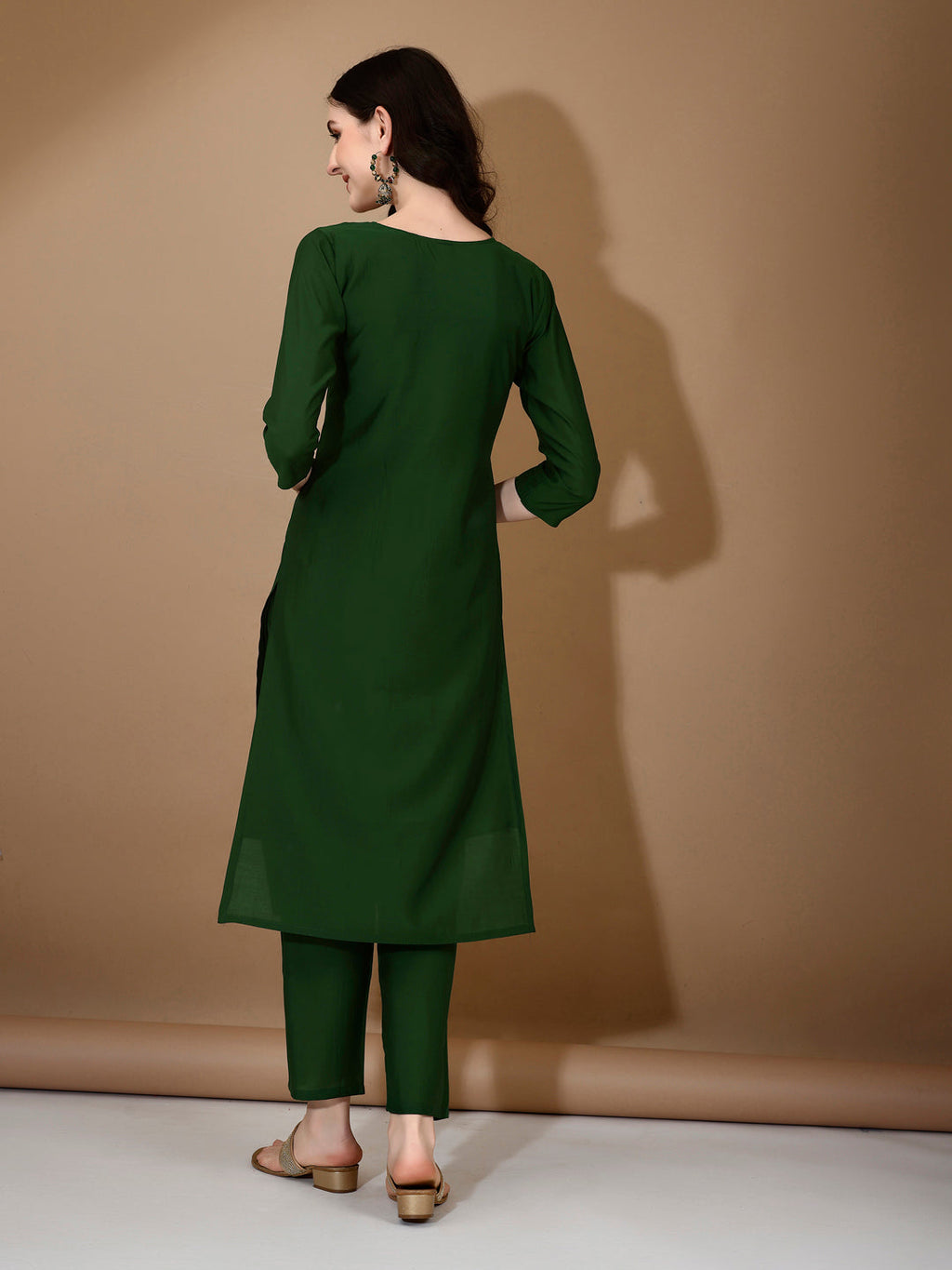 Hand Embroidered Kurta With Pant & Dupatta Premium Luxury, Green - Hiral Fashion | Grocsy
