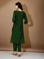 Hand Embroidered Kurta With Pant & Dupatta Premium Luxury, Green - Hiral Fashion | Grocsy