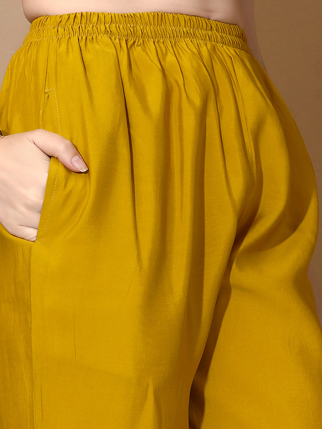 Hand Embroidered Kurta With Pant & Dupatta Premium Luxury, Mustard - Hiral Fashion | Grocsy