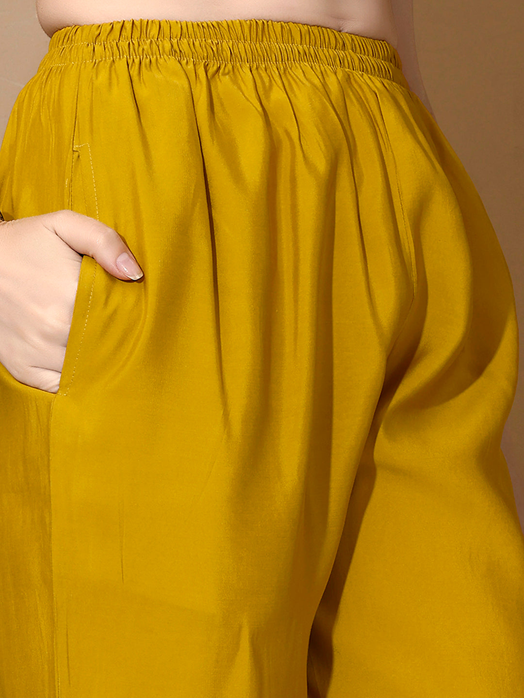 Hand Embroidered Kurta With Pant & Dupatta Premium Luxury, Mustard - Hiral Fashion | Grocsy