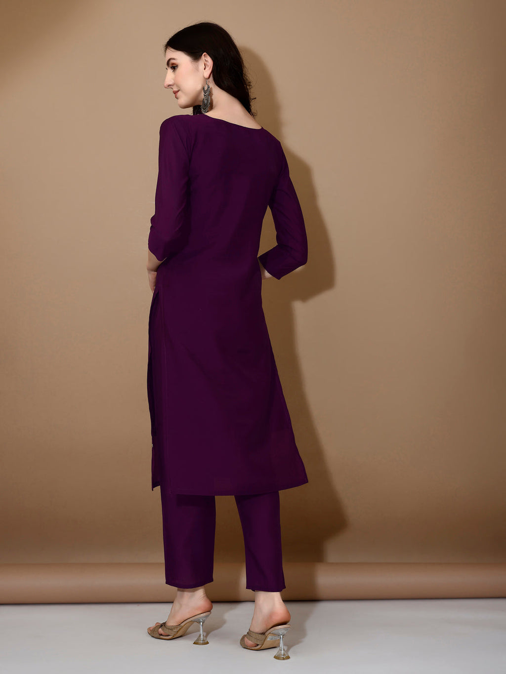 Hand Embroidered Kurta With Pant & Dupatta Premium Luxury, Purple - Hiral Fashion | Grocsy