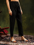 Hand Embroidered Kurta With Pant & Printed Dupatta, Black - Hiral Fashion | Grocsy